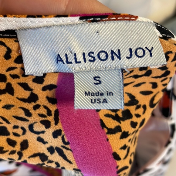 Allison Joy animal block stripe blouse V neck drop half split sleeve / relaxed S - Picture 8 of 13